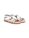 Pèpè T-bar Buckle-fastening Sandals In Grey