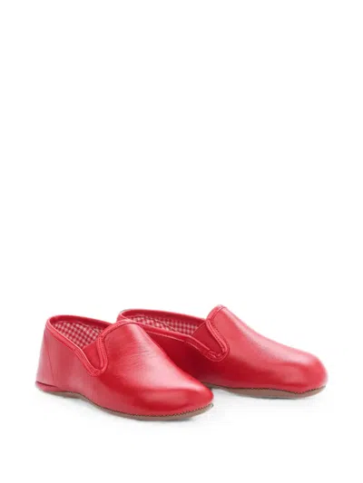 Pèpè Kids' Terry Elasticated Leather Loafers In Red