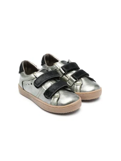 Pèpè Kids' Touch-strap Metallic Sneakers In Green