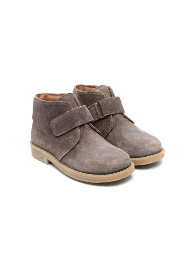 Pèpè Kids' Touch-strap Suede Ankle Boots In Grey