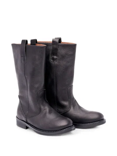 Pèpè Kids' Tucson Leather Boots In Black