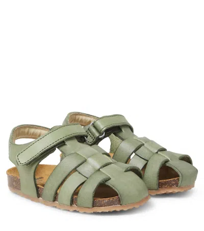 Pèpè Kids'  Twoconme Leather Fisherman Sandals In Green
