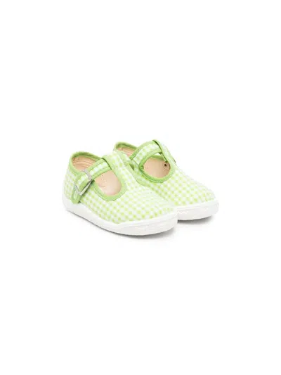 Pèpè Babies' Vichy Touch Strap Shoes In Green