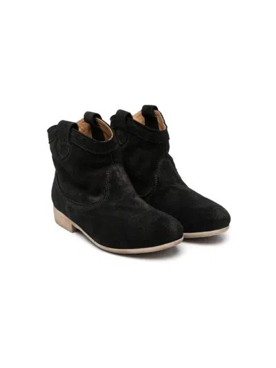 Pèpè Kids' Western-style Suede Boots In Black