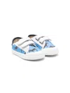 Pèpè Zebra-print Touch-strap Trainers In Blue