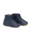 Pèpè Zip-front Leather Boots In Blue