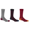 Peper Harow - Made In England Ash, Black & Crimson Pin Stripe Men's Socks - 3 Pack In Black/red