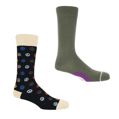 Peper Harow - Made In England Big Target Olive & Peace Black Men's Socks Bundle
