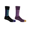 Peper Harow - Made In England Black & Purple Quad Stripe Men's Socks 2 Pack In Black/purple