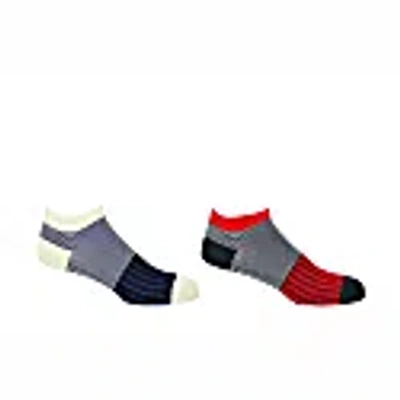 Peper Harow - Made In England Black & Scarlet Oxford Stripe Men's Trainer Socks - 2 Pack