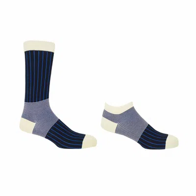 Peper Harow - Made In England Black Oxford Stripe Crew & Trainer Men's Socks 2 Pack