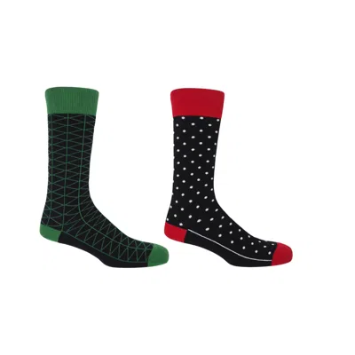 Peper Harow - Made In England Black Tritile & Black Pin Polka Men's Socks Two Pack