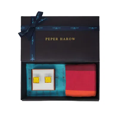 Peper Harow - Made In England Block Stripe Men's Cufflink Gift Box In Multi