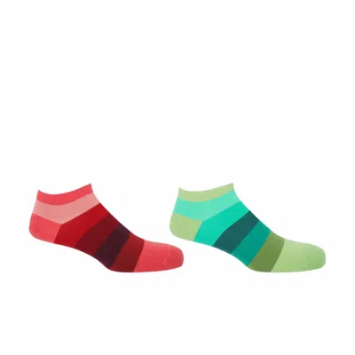 Peper Harow - Made In England Block Stripe Men's Trainer Socks Bundle - Fire & Earth In Multi