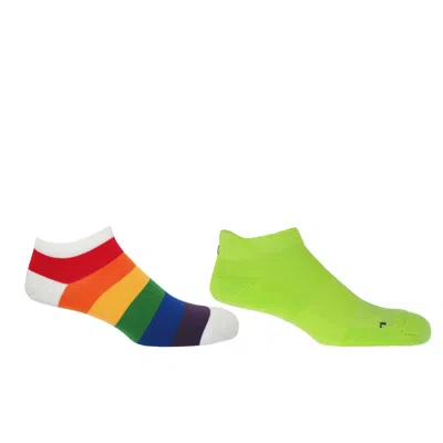 Peper Harow - Made In England Block Stripe Rainbow  & Neon Organic Men's Trainer Socks Bundle