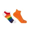 Peper Harow - Made In England Block Stripe Rainbow & Organic Orange Women's Trainer Socks Bundle In Orange