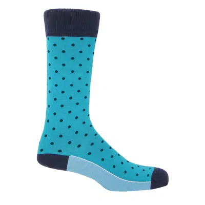 Peper Harow - Made In England Blue Azure Pin Polka Men's Socks