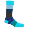 Peper Harow - Made In England Blue Block Stripe Men's Socks – Aqua In Multi