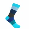 Peper Harow - Made In England Blue Block Stripe Women's Socks – Aqua In Blue