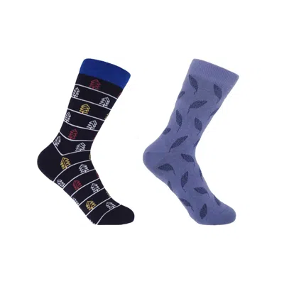Peper Harow - Made In England Blue Christmas Tree Black & Leaf Navy Women's Socks Bundle
