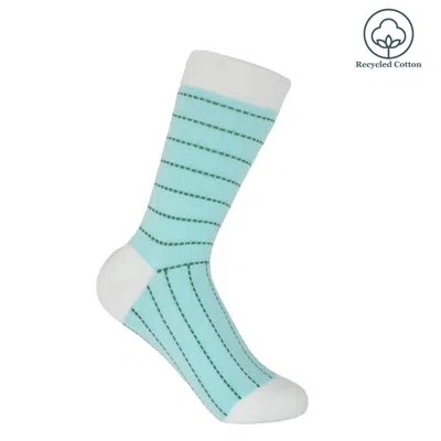 Peper Harow - Made In England Blue Dash Women's Socks - Mint