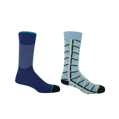 Peper Harow - Made In England Blue Lazurite Chevron & Sky Septem Men's Socks Two Pack