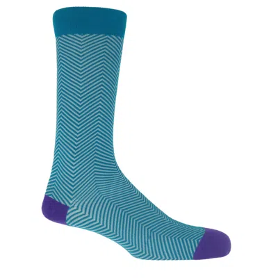 Peper Harow - Made In England Blue Lux Taylor Men's Socks – Marine