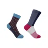 Peper Harow - Made In England Blue Navy Anne & Crosslet Women's Socks 2 Pack In Multi