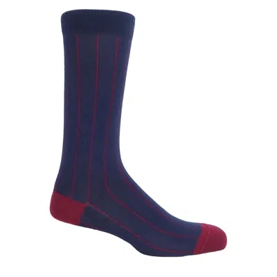 Peper Harow - Made In England Blue Navy Pin Stripe Men's Socks