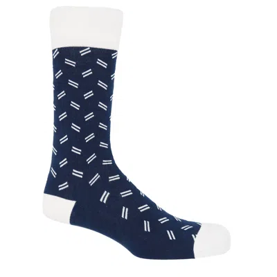 Peper Harow - Made In England Blue Parallel Men's Socks - Navy
