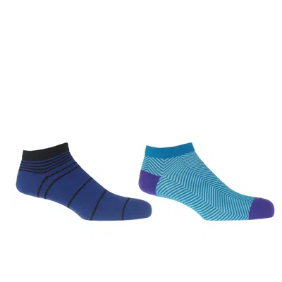Peper Harow - Made In England Blue Retro Royal Navy & Lux Taylor Marine Men's Trainer Socks Bundle