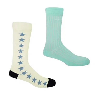 Peper Harow - Made In England Blue / White Recycled Ribbed Light Blue & Starfall White Men's Socks Bundle In Multi