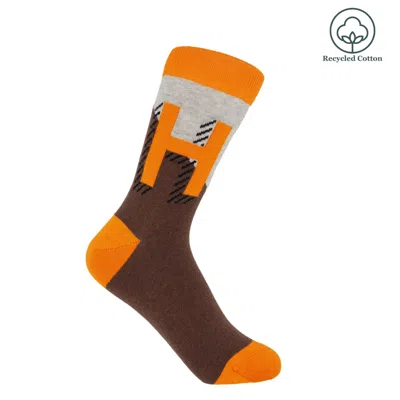 Peper Harow - Made In England Brown Alphabet Women's Socks – H