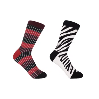 Peper Harow - Made In England Chord Red & Zebra Black Women's Socks Bundle