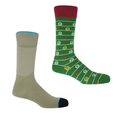 Peper Harow - Made In England Christmas Tree Green & Chevron Quartz Men's Socks Bundle