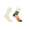Peper Harow - Made In England Cream Leaf & Cream Mayfair Women's Socks Two Pack In White