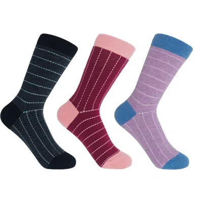 Peper Harow - Made In England Dash Women's Socks Bundle - Purple, Maroon & Charcoal In Black/eed/purple