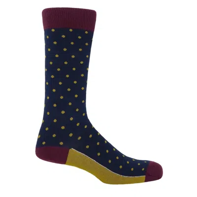 Peper Harow - Made In England Denim Pin Polka Men's Socks In Black