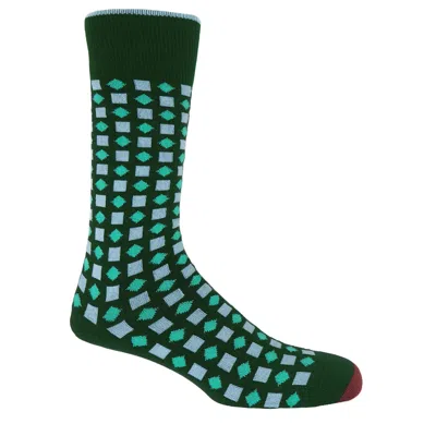 Peper Harow - Made In England Diamonds Men's Socks - Green In Black