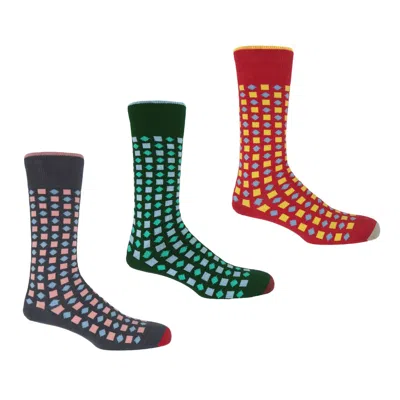 Peper Harow - Made In England Diamonds Three Pair Set Mens Socks In Multi