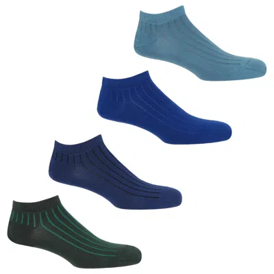 Peper Harow - Made In England Four Pack Essential Men's Trainer Socks – Azure In Blue