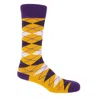 Peper Harow - Made In England Gold Mustard Argyle Men's Socks In Multi