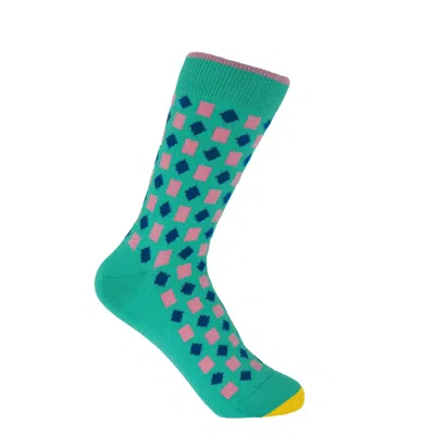 Peper Harow - Made In England Green Diamonds Women's Socks - Teal