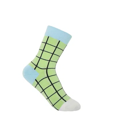 Peper Harow - Made In England Green Grid Women's Socks - Lime
