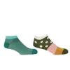 Peper Harow - Made In England Green Mayfair Cream & Lux Taylor Turquoise Men's Trainer Socks Bundle In Green