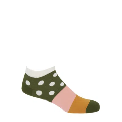 Peper Harow - Made In England Green Mayfair Men's Trainer Socks – Cream
