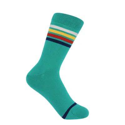 Peper Harow - Made In England Green Mix Tape Women's Socks – Teal