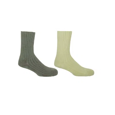 Peper Harow - Made In England Grey & Cream Ribbed Men's Bed Socks Two Pack In Gray/white