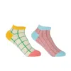 Peper Harow - Made In England Grid Cream & Dash Pink Women's Trainer Socks Bundle In Multi