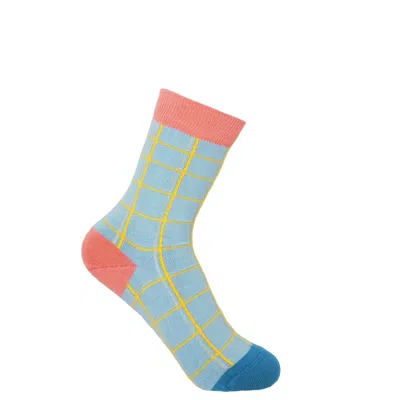 Peper Harow - Made In England Grid Women's Socks – Blue